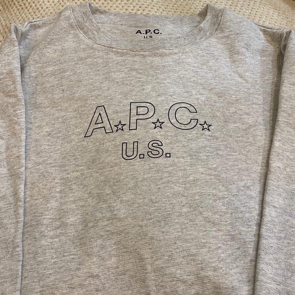 APC U.S. Logo & Stars on Long Sleeve Gray Retro Fit Pullover Sweatshirt MED NWOT - Picture 10 of 15